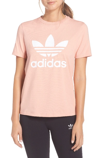 Shop Adidas Originals Adidas Trefoil Tee In Dust Pink