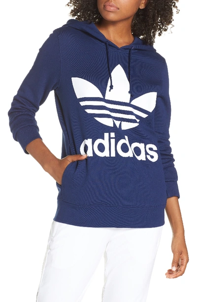 Shop Adidas Originals Trefoil Hoodie In Dark Blue