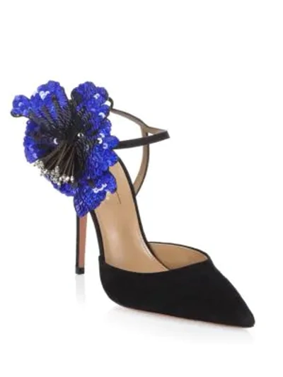 Shop Aquazzura Disco Flower Pumps In Black