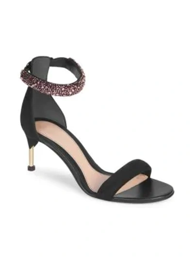 Shop Alexander Mcqueen Embellished Sandals In Black Pink