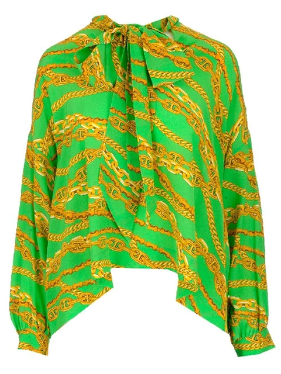 Shop Balenciaga Chain Print Blouse In Green