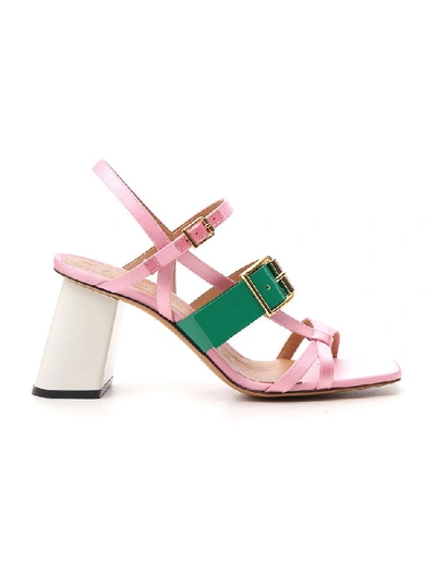Shop Marni Buckle Detail Sandals In Multi
