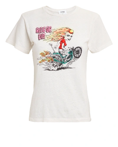 Shop Re/done Classic Ride Or Die T-shirt In Ivory