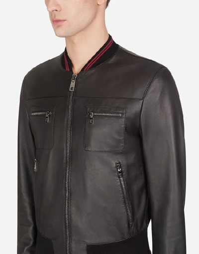 Shop Dolce & Gabbana Leather Jacket In Black