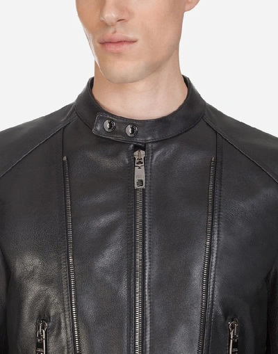 Shop Dolce & Gabbana Leather Jacket In Black