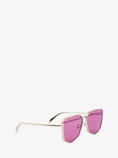 Shop Alexander Mcqueen Metal Shield Piercing Sunglasses In Silver