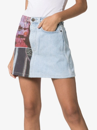 Shop Calvin Klein Jeans Est.1978 Calvin Klein Jeans Est. 1978 Graphic Print Denim Mini Skirt In Blue