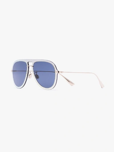 Shop Dior Eyewear Blue Ultime1 Metal Aviator Sunglasses