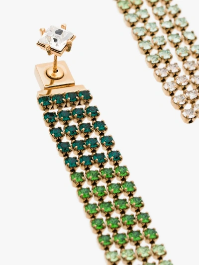 Shop Jacquemus Green Ombre Les Boucles Monaco Crystal Drop Earrings In Gold