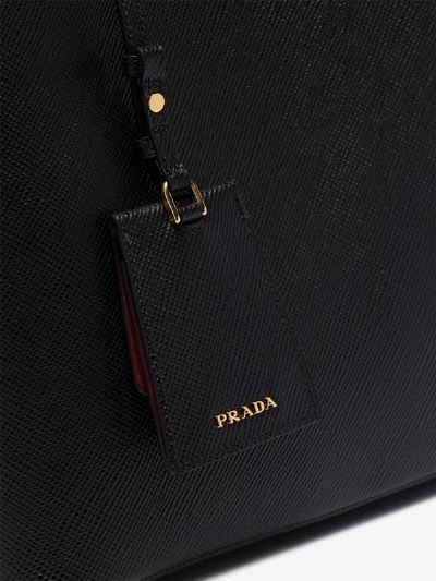 Shop Prada Black Double Leather Tote