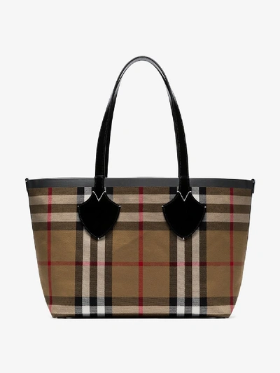 Shop Burberry Multicoloured Giant Reversible Vintage Check Tote In Black/silver