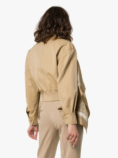 Shop Burberry Scarf Detail Harrington Jacket In Neutrals