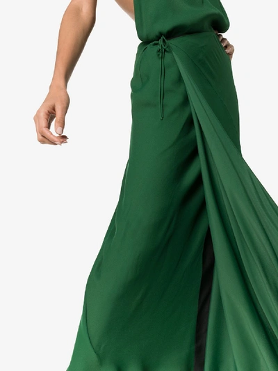 Shop Haider Ackermann Halterneck Crepe De Chine Maxi Dress In Green