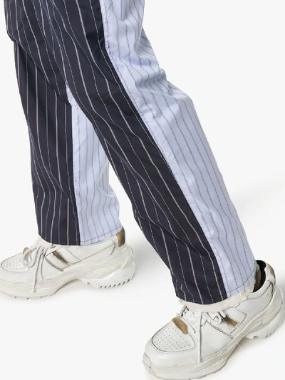 Shop Children Of The Discordance Pinstripe Straight-leg Trousers In Sax Blue