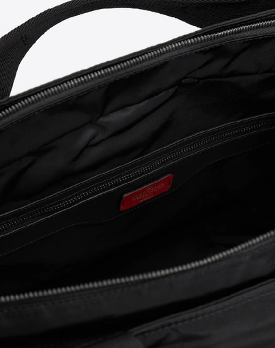 Shop Valentino Garavani Uomo Small Nylon Vltn Travel Bag In Black