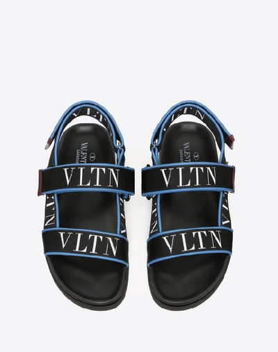Shop Valentino Garavani Uomo Calfskin Sandal With Vltn Band In Blue