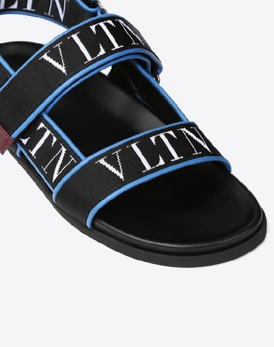 Shop Valentino Garavani Uomo Calfskin Sandal With Vltn Band In Blue
