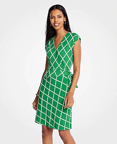 Shop Ann Taylor Lattice Knit Wrap Dress In Fern Green