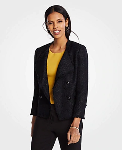 Shop Ann Taylor Tweed Cascade Jacket In Black