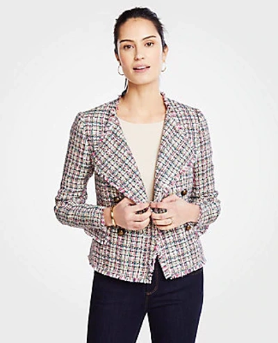 Shop Ann Taylor Petite Tweed Cascade Jacket In Pink Multi