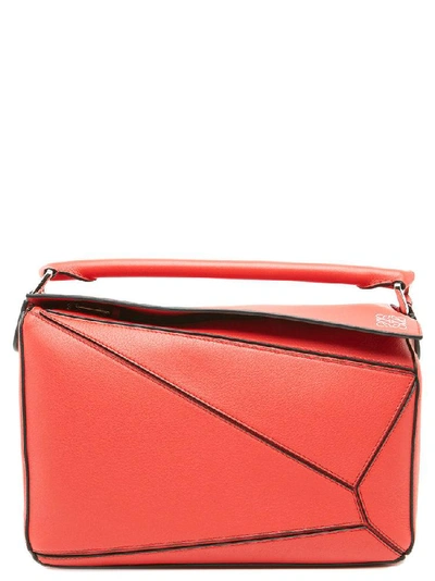 Shop Loewe Puzzle Shoulder Bag In Red