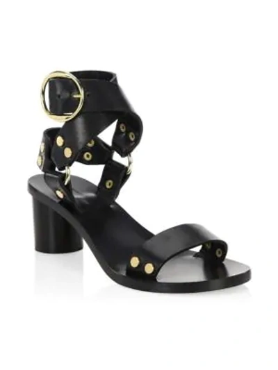 Shop Isabel Marant Leather Ankle-strap Sandals In Black