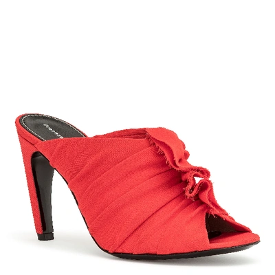 Shop Proenza Schouler Red Ruched Curved Heel Mules