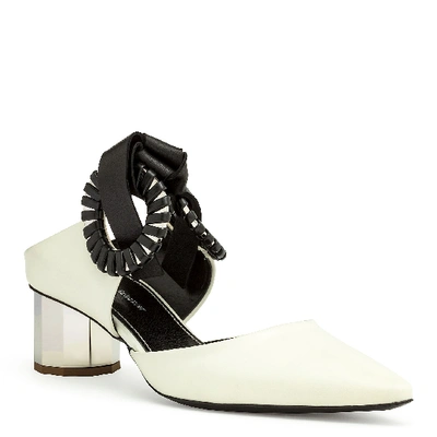 Shop Proenza Schouler Grommet White Leather Mules In White/silver