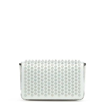 Shop Christian Louboutin Zoompouch Calf Leather Spikes And Crystal Bag In White