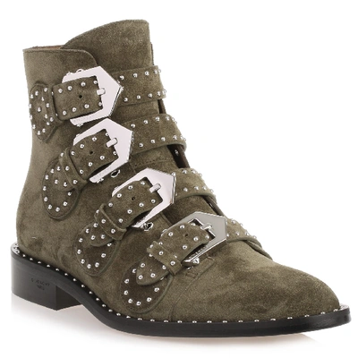 Shop Givenchy Elegant Flat Green Suede Boot