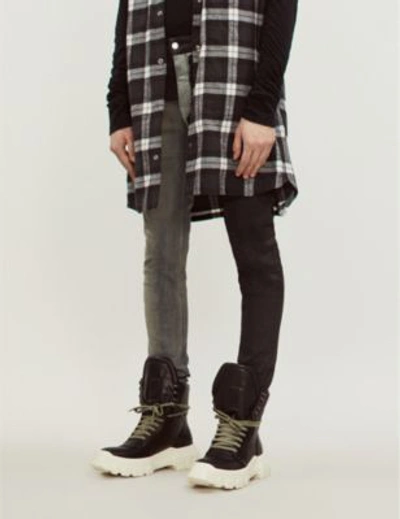 Shop Rick Owens Babel Tyrone Colour-blocked Skinny Jeans In Black Wax