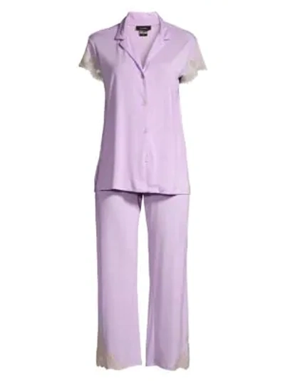 Shop Natori 2-piecelux Shangrila Pajama Set In Lilac