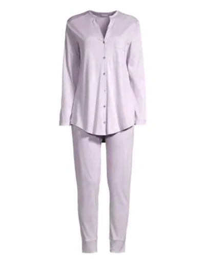 Shop Hanro Pure Essence Pajamas In Soft Lilac