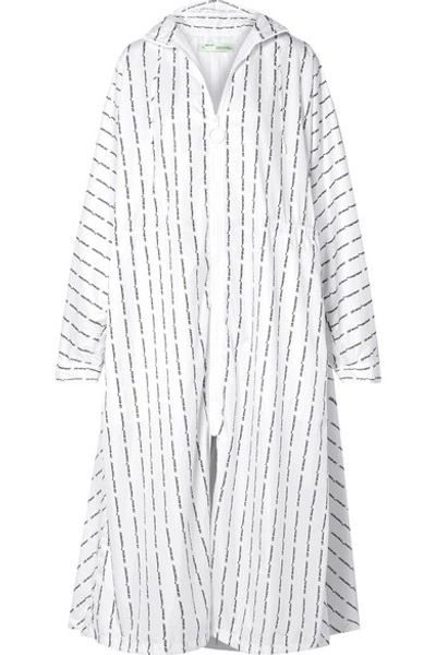 Shop Off-white Oversized Printed Shell Coat In White