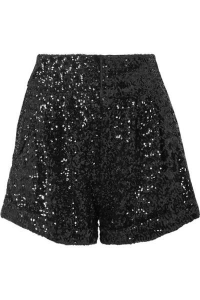 Shop Isabel Marant Orta Sequined Crepe Shorts In Black