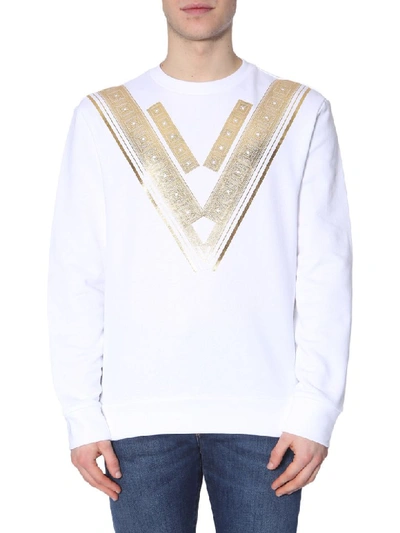 Shop Versace Collection Crew Neck Sweatshirt In Bianco