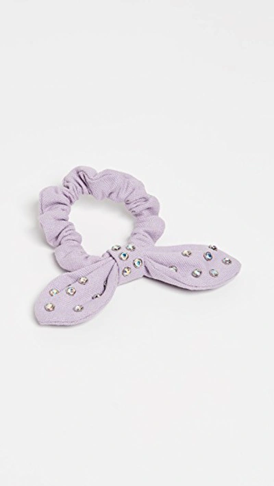 Shop Lele Sadoughi Crystal Scrunchie In Lilac
