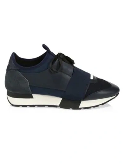 Shop Balenciaga Race Runner Sneakers In Blue