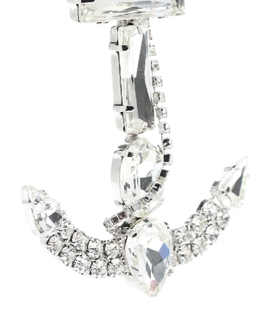 Shop Alessandra Rich Crystal Anchor Earrings In Silver