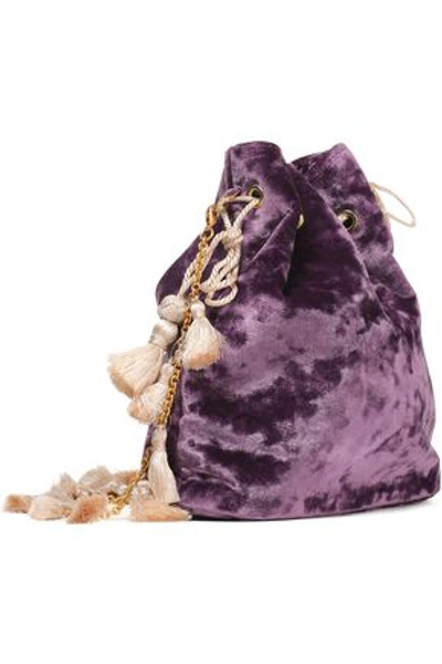 Shop Kayu Woman Nicolette Tasseled Crushed-velvet Bucket Bag Purple
