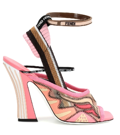 Shop Fendi Ffreedom Mesh And Rubber Sandals In Pink