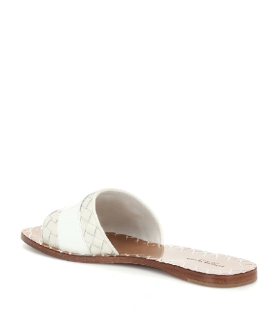 Shop Bottega Veneta Ravello Leather Slides In White