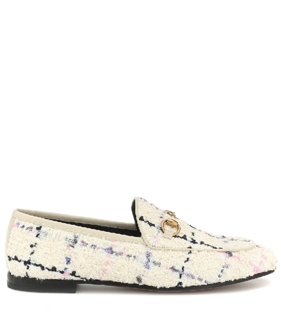 Shop Gucci Jordaan Checked Tweed Loafers In White