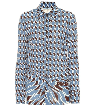 Shop Prada Printed Jersey Shirt In Blue