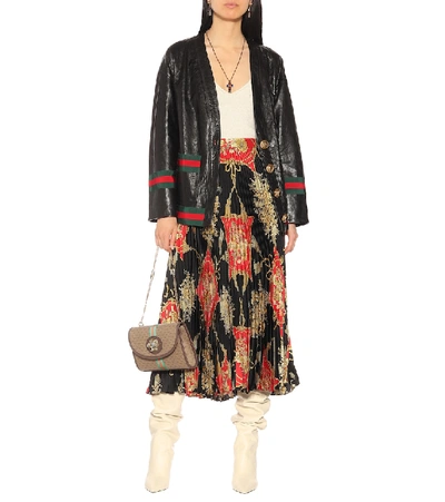 Shop Gucci Printed Silk Midi Skirt In Multicoloured