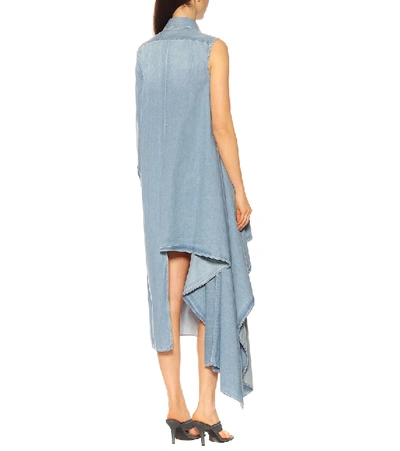 Shop Mm6 Maison Margiela Asymmetrical Denim Dress In Blue