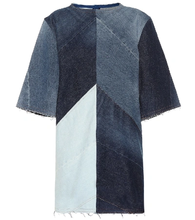 Shop Acne Studios Patchwork Denim Dress In Blue