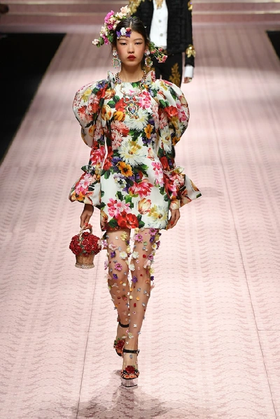 Shop Dolce & Gabbana Floral Silk Minidress In Multicoloured