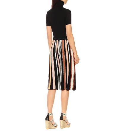 Shop Tory Burch Pleated Knit Skirt In Black
