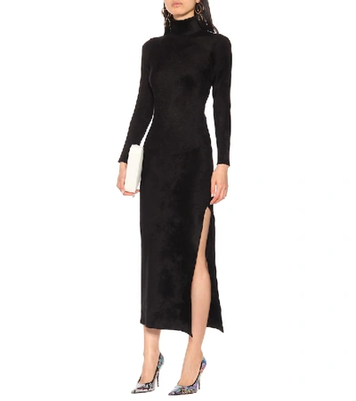 Shop Balenciaga Velvet-jersey Midi Dress In Black